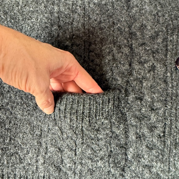 Aran Woolen Mills 100% wool gray shall collar cardigan - Picture 5 of 7